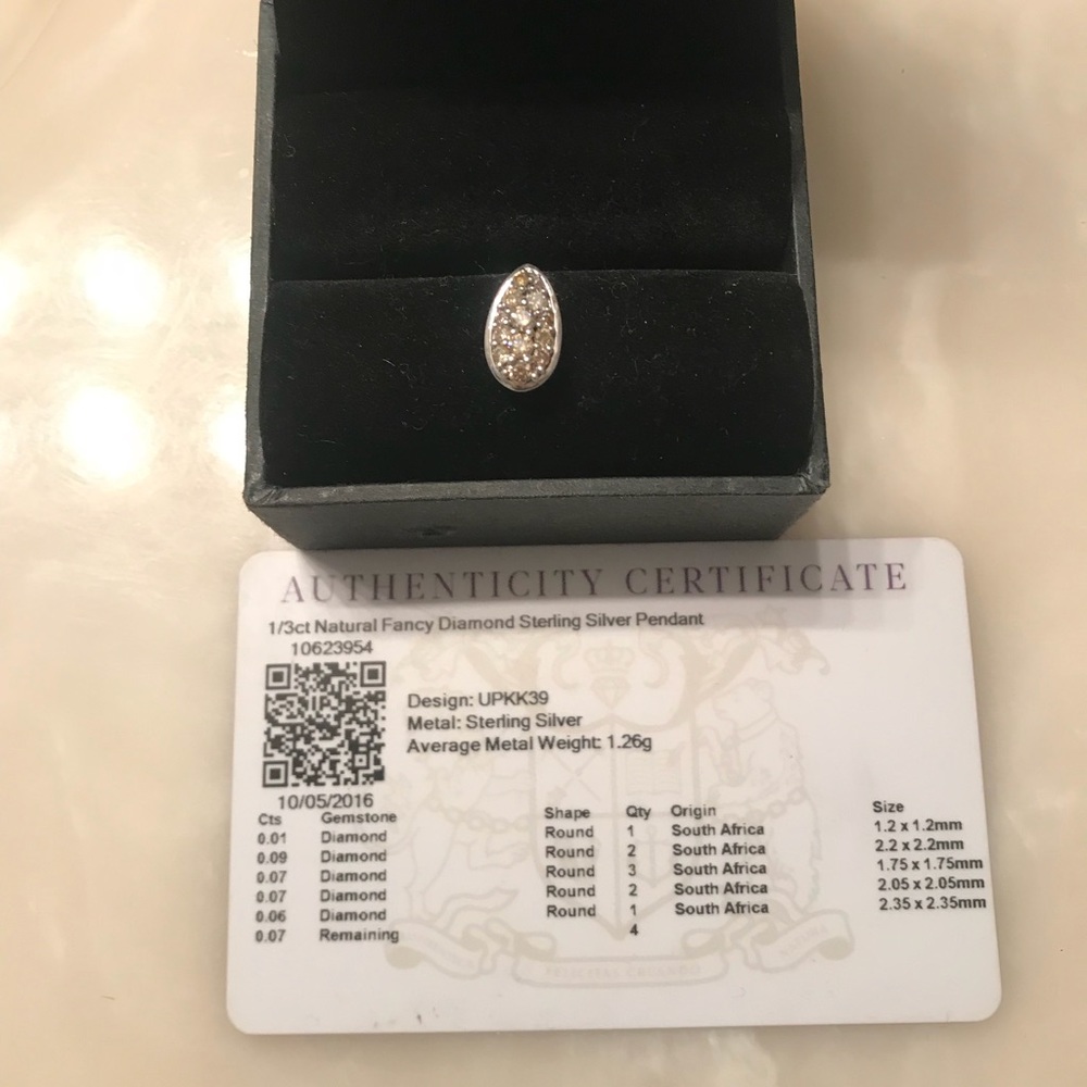 1/3ct natural fancy colored diamond pendant